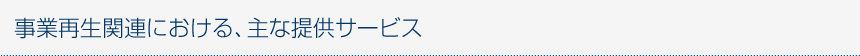 事業再生関連における、主な提供サービス